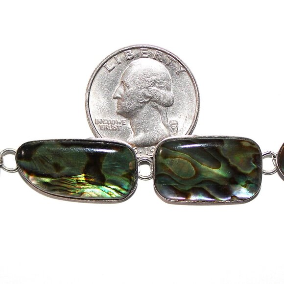 Lucas Lameth Coldwater Creek Sterling Silver Abalone Bracelet 8 Inches - Picture 3 of 5